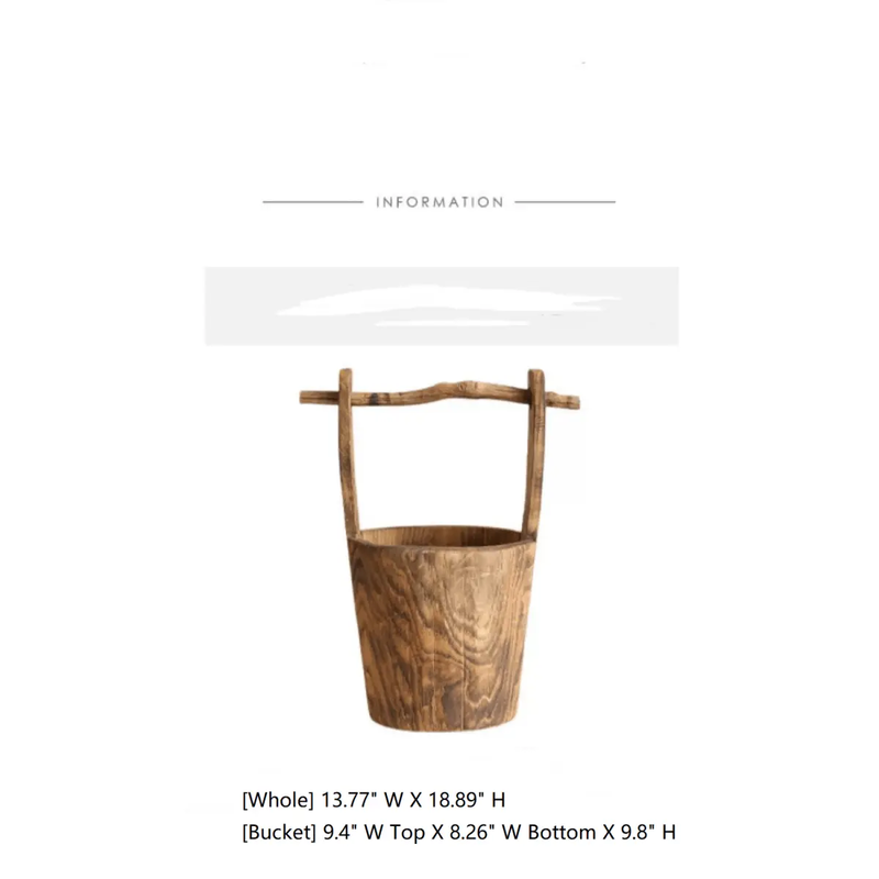 Old-fashioned Wooden Round Bucket by RusticReach