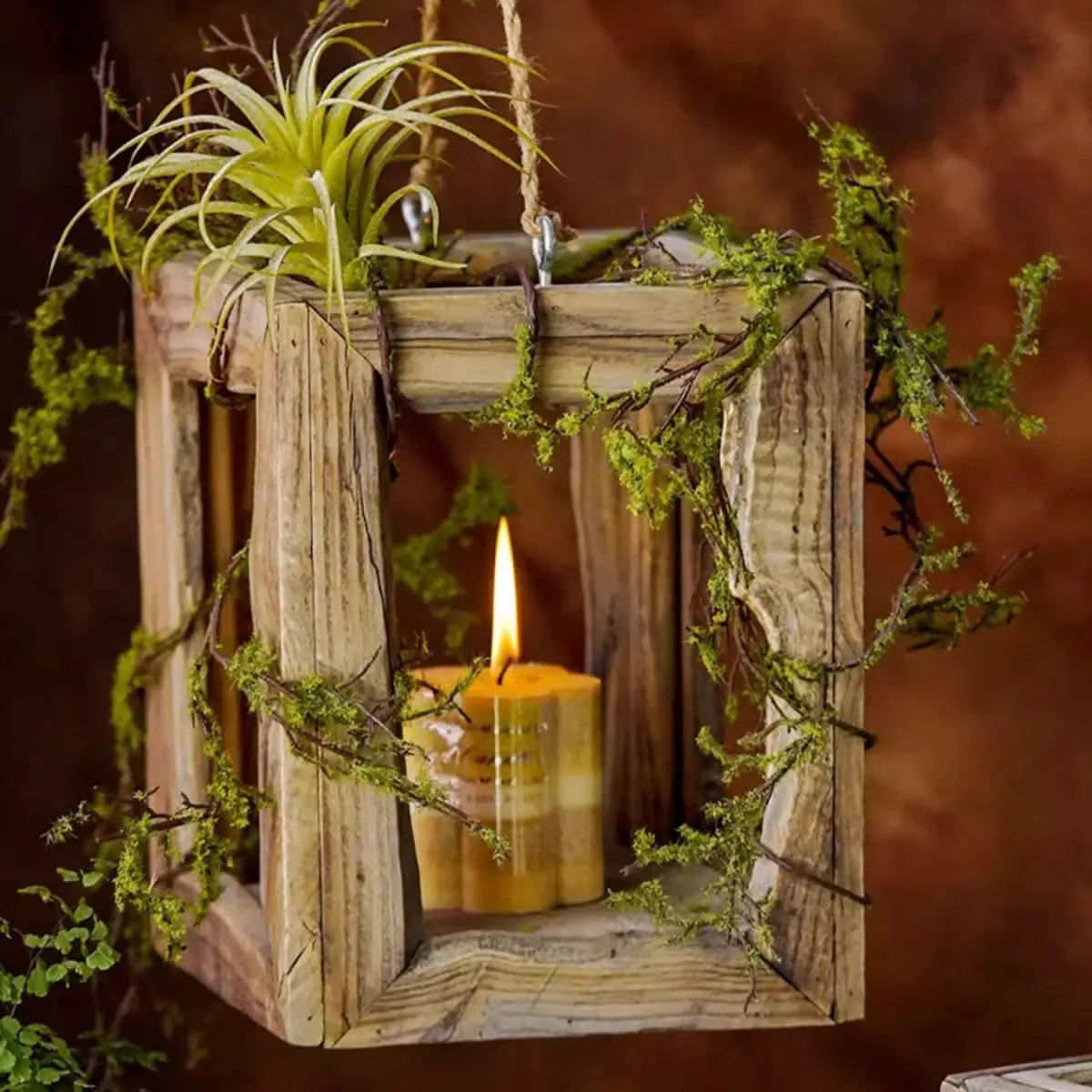 Farmhouse Wooden Lantern Hanging or Tabletop by RusticReach