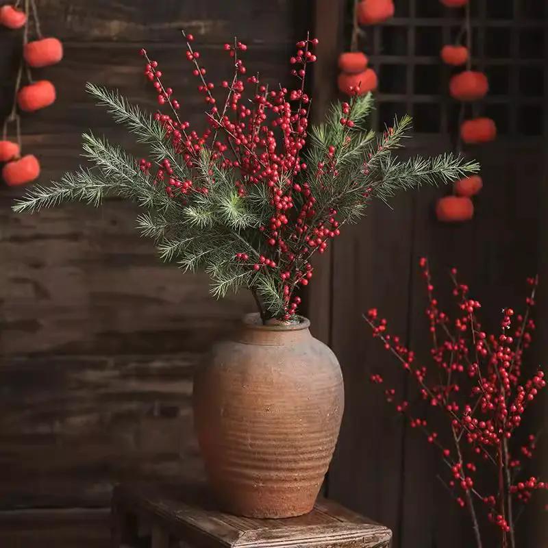 Faux Red Winterberry Stem by RusticReach