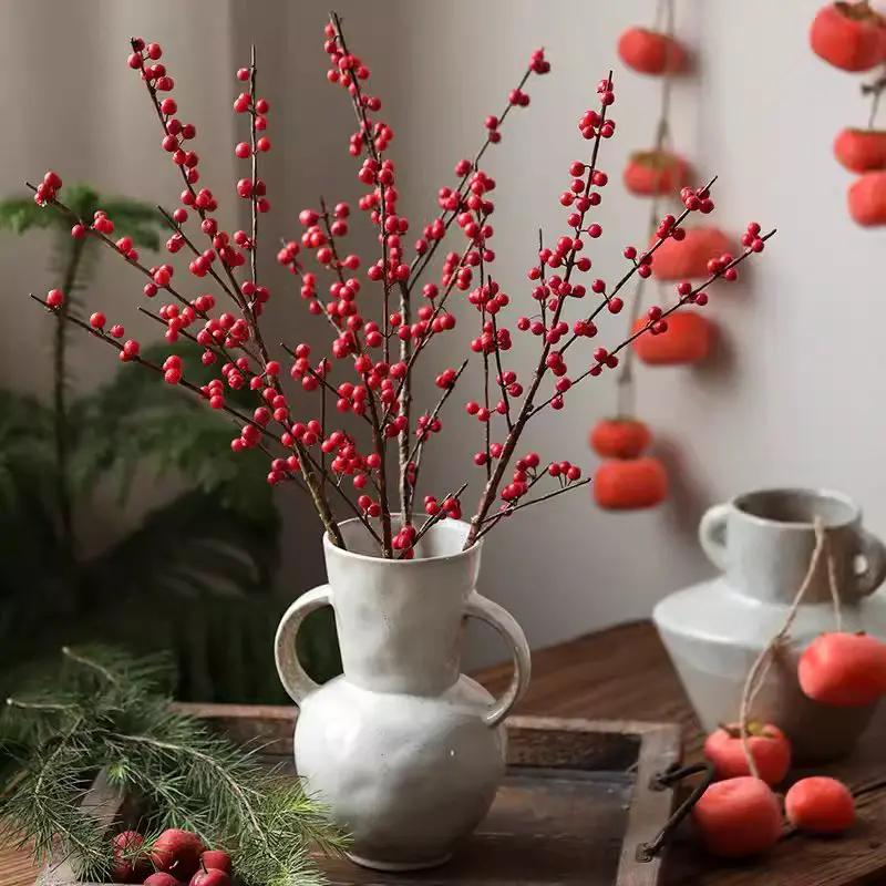 Faux Red Winterberry Stem by RusticReach