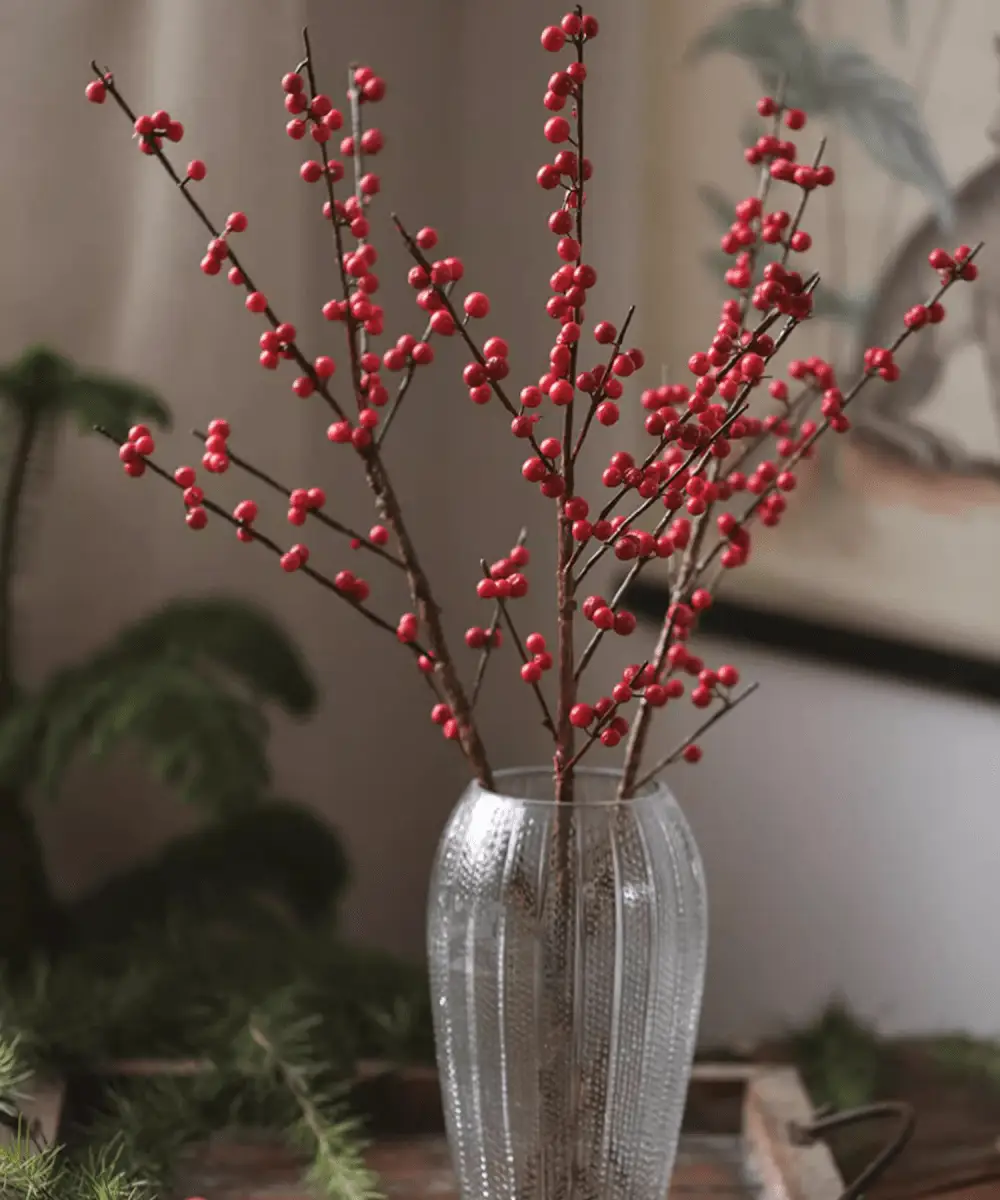 Faux Red Winterberry Stem by RusticReach