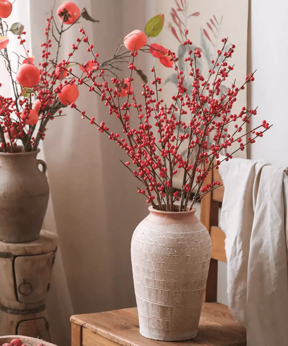 Faux Red Winterberry Stem by RusticReach