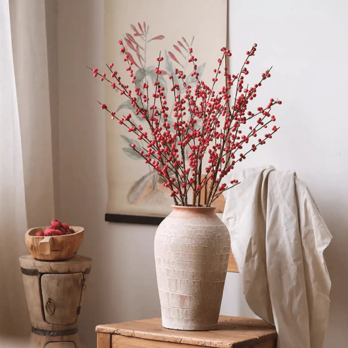 Faux Red Winterberry Stem by RusticReach