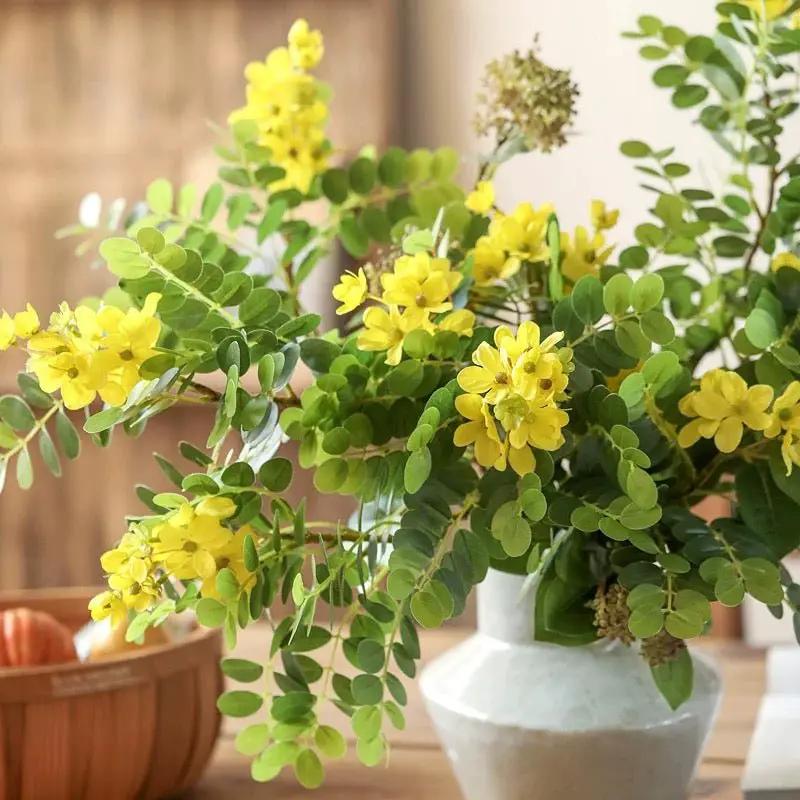 Yellow Acacia Flower Stem 27.5" Tall by RusticReach