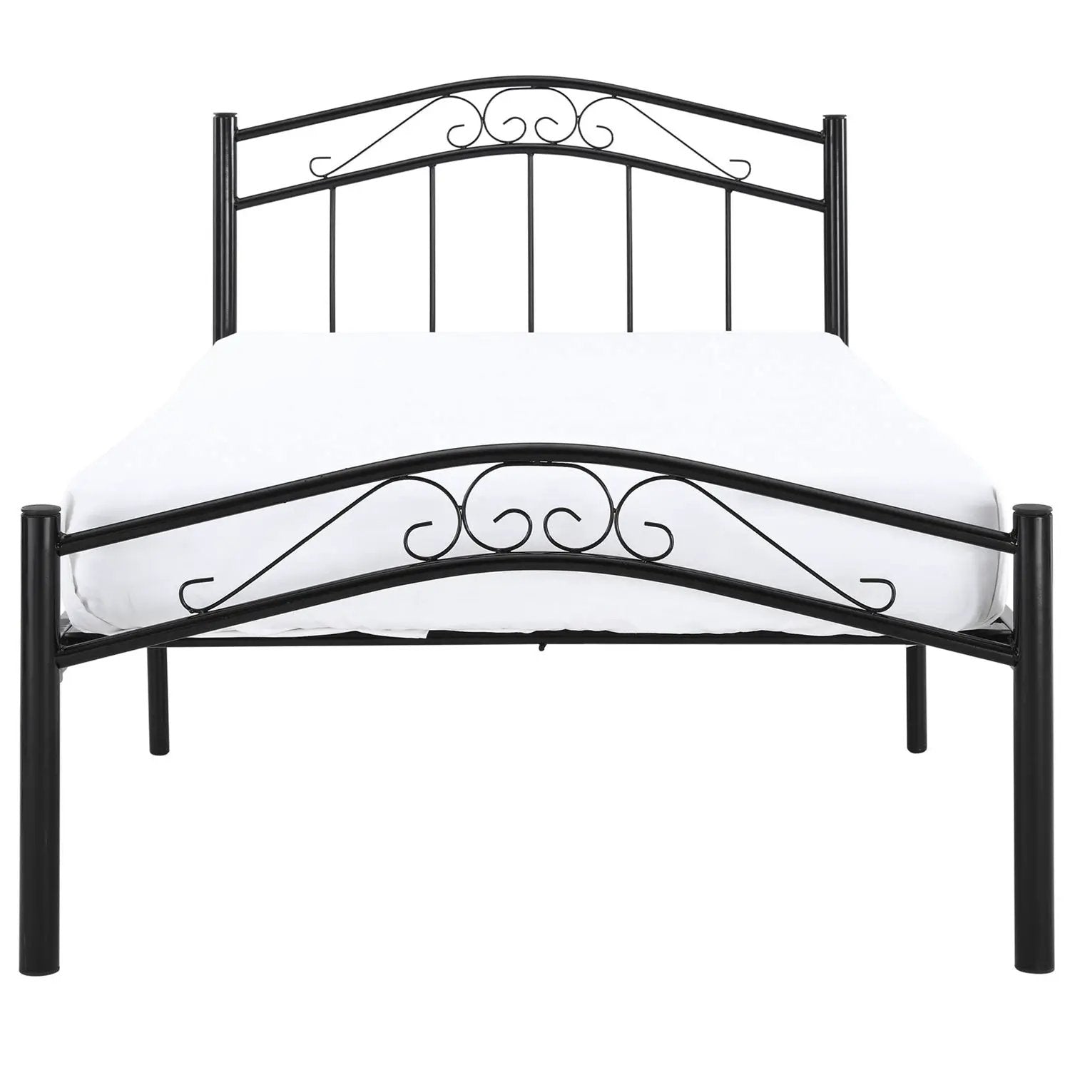 Twin size Black Metal Platform Bed with Headboard and Footboard by HomePacific
