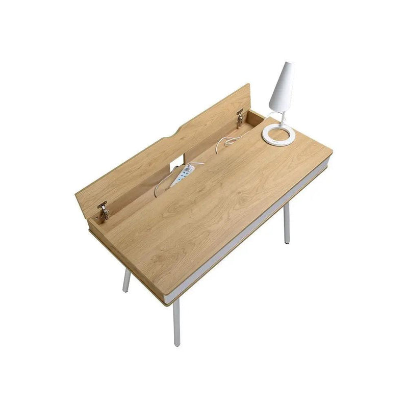 Modern Heavy Duty Laptop Computer Desk with Storage Drawer in Pine Wood Finish by HomePacific