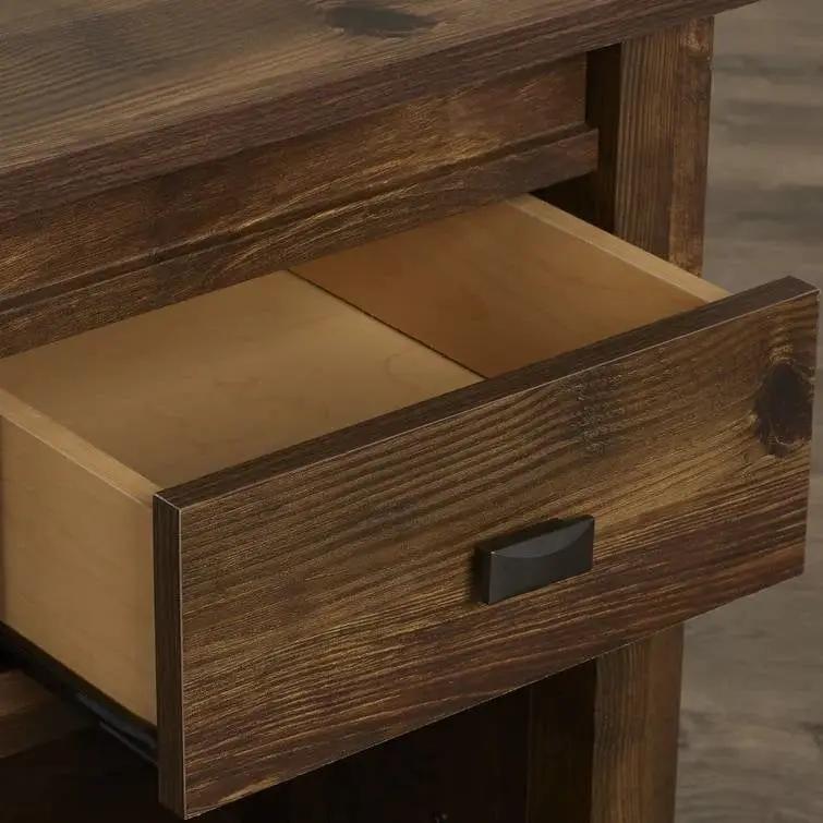 Farmhouse 1-Drawer Bedroom Nightstand with Open Shelf in Rustic Pine Finish by HomePacific