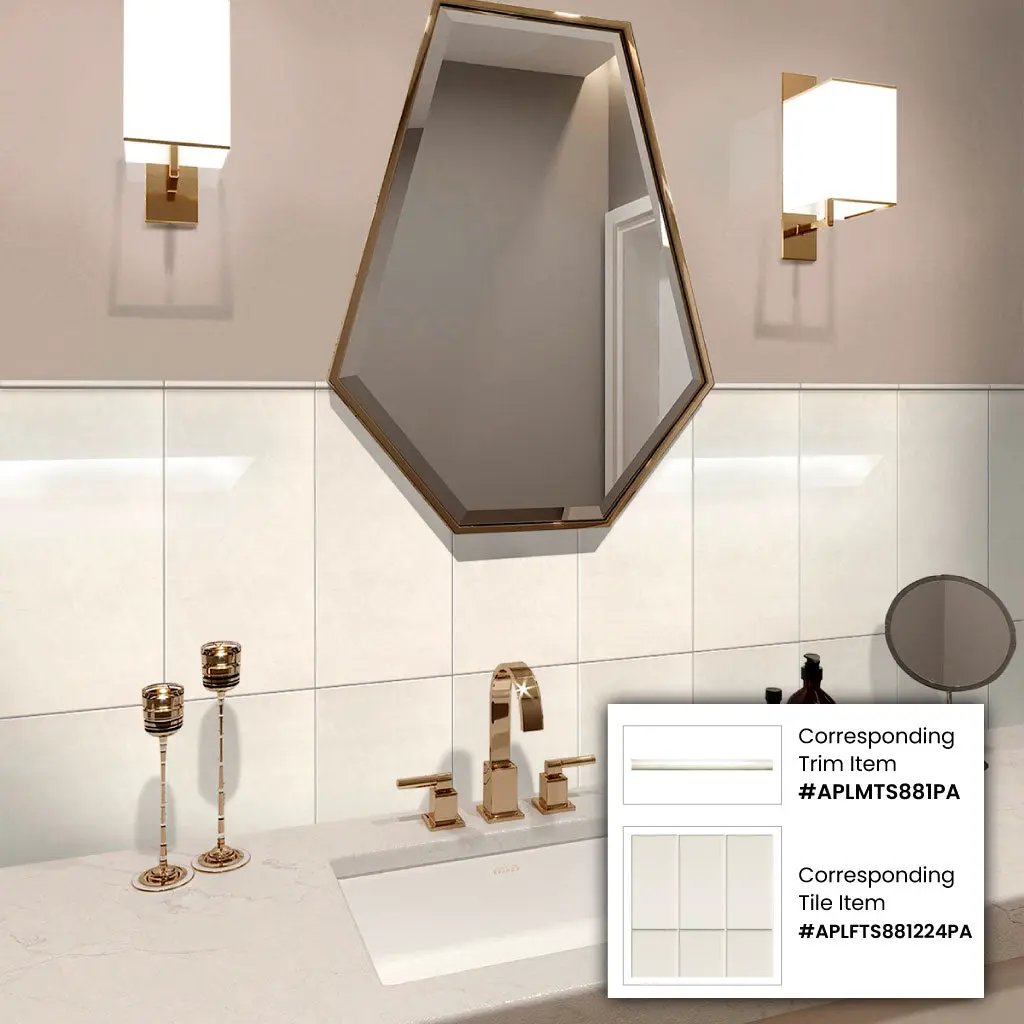 White 0.5x12 Polished Thassos Pencil Marble Tile Trim (10 pack, 0.5 sq ft/case) by Apollo Tile