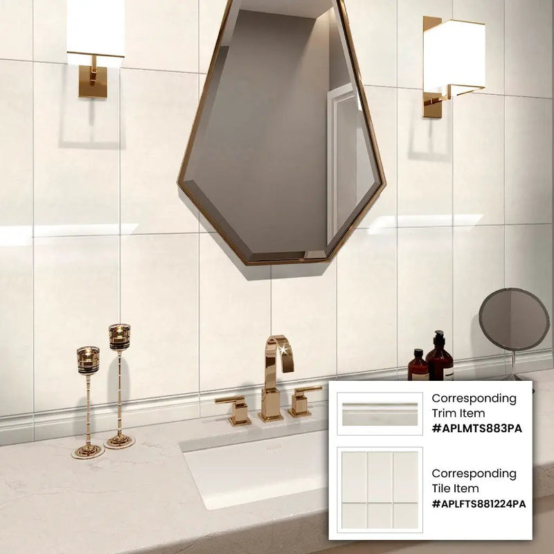 White 4x12 Polished Thassos Baseboard Marble Tile Trim (10 pack, 3.33 sq ft/case) by Apollo Tile
