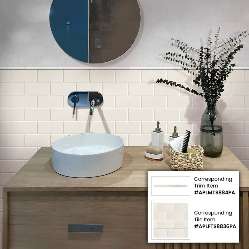 Snow White 0.8x12 Polished Thassos Pencil Marble Tile Trim (10 pack, 0.667 sq ft/case) by Apollo Tile