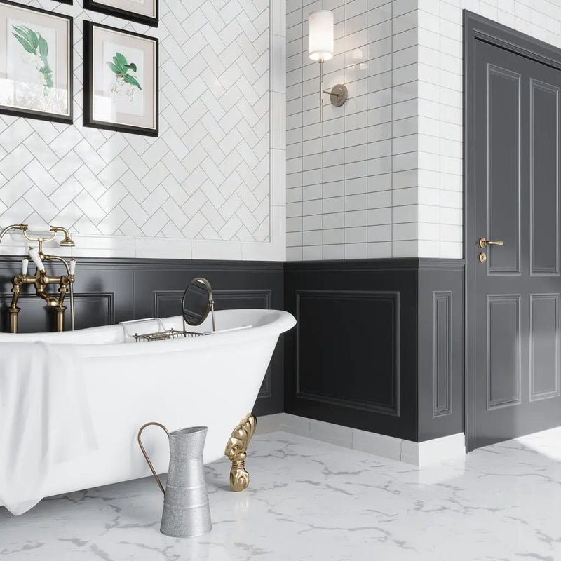 White 3x6 Polished Subway Thassos Marble Tile (40 pack, 5 sq ft/case) by Apollo Tile