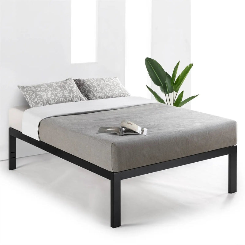 Twin size 18 Inch Easy Assemble Metal Platform Bed Frame Wooden Slats by HomePacific