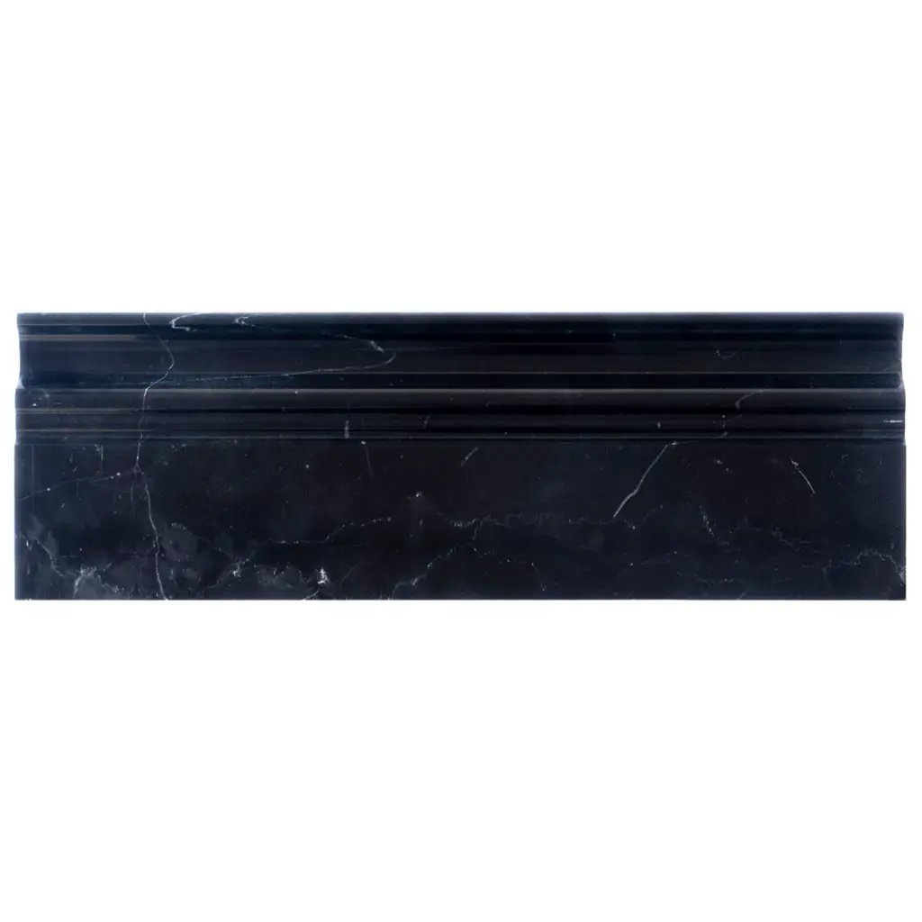 Eastern Black 4x12 Baseboard Polished Marble Tile Trim (10 pack, 3.33 sq ft/case) by Apollo Tile