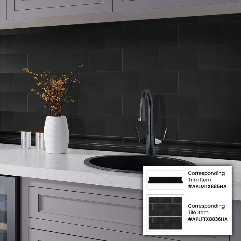 Eastern Black 2x12 Chair Rail Honed Marble Tile Trim (10 pack, 1.667 sq ft/case) by Apollo Tile