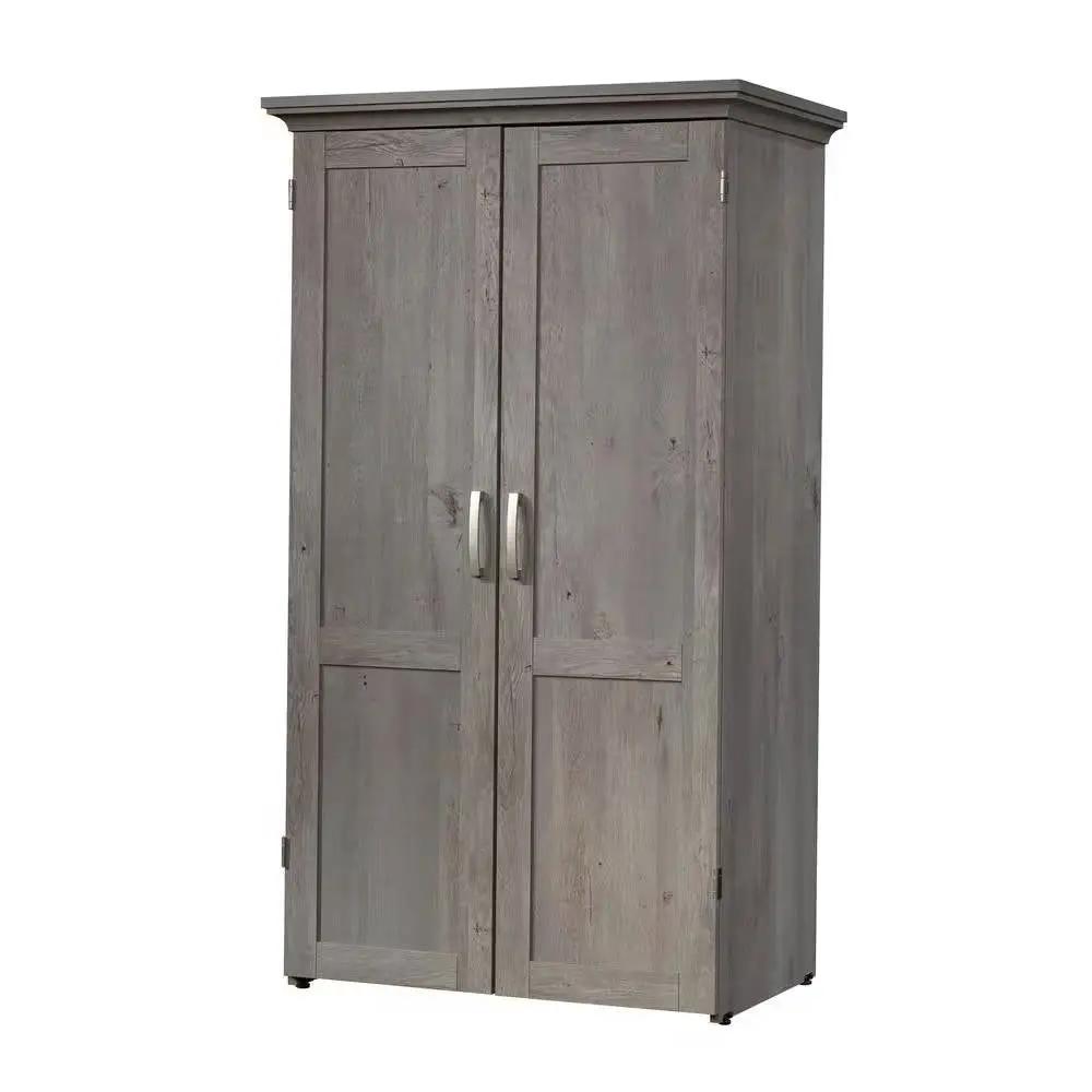 Armoire with Drop Leaf Laptop Desk Craft Table in Grey Oak Finish - Made in USA by HomePacific