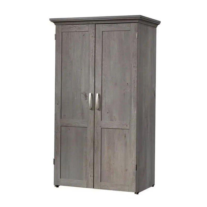 Armoire with Drop Leaf Laptop Desk Craft Table in Grey Oak Finish - Made in USA by HomePacific