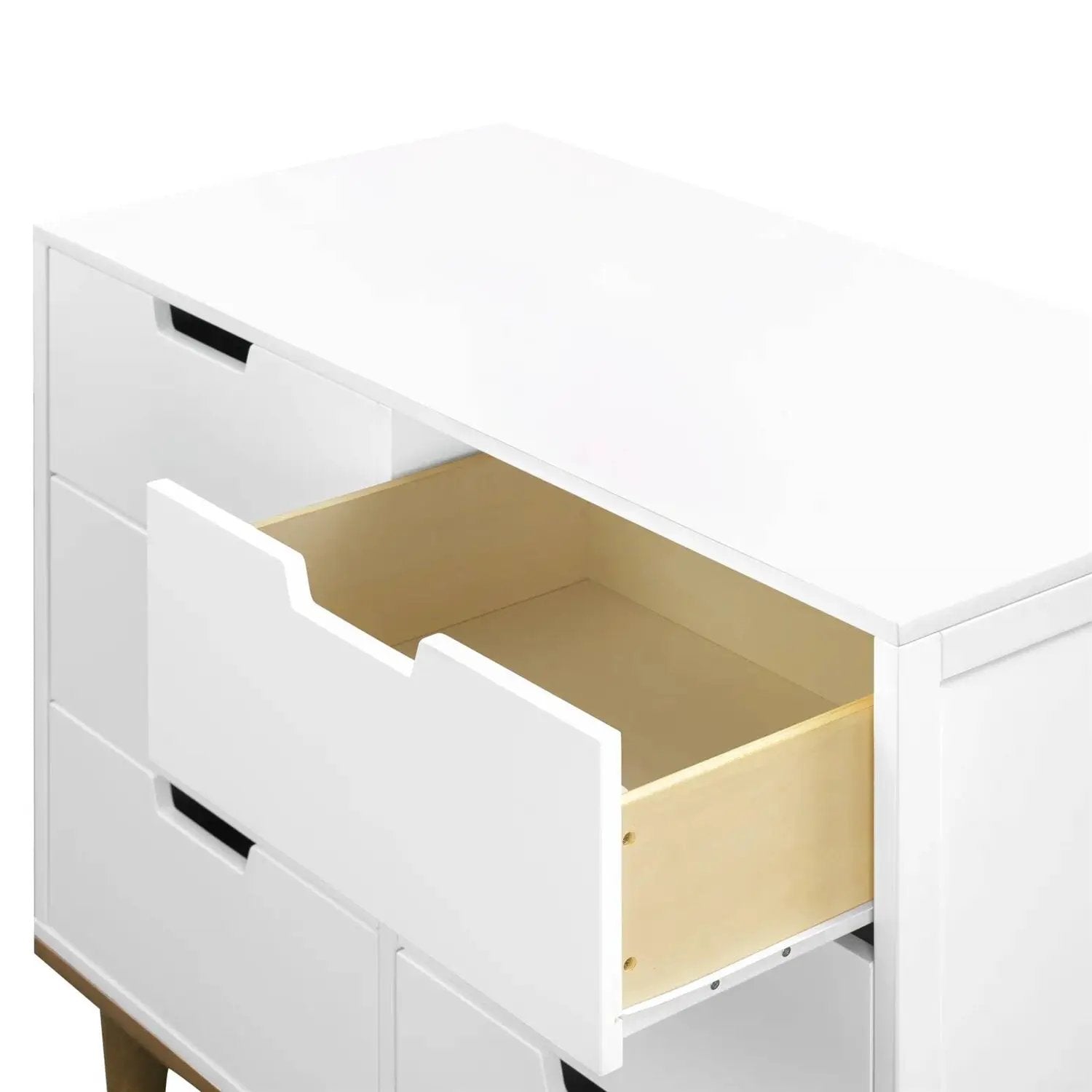 Modern Mid-Century Style 6-Drawer Double Dresser in White Walnut Wood Finish by HomePacific