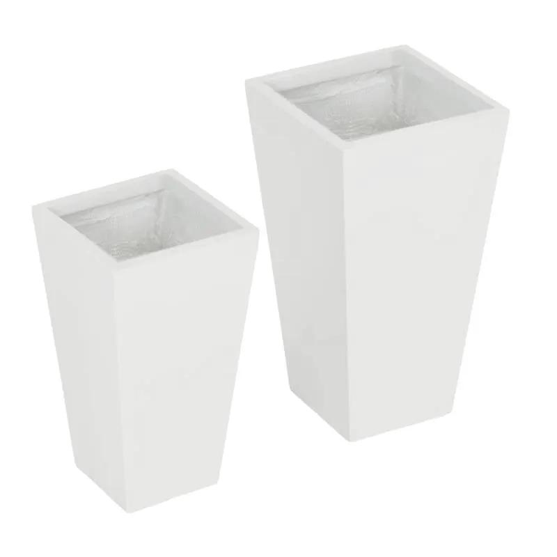 Set of 2 Modern Lightweight Outdoor Patio Flower Pot Planter Box in White by HomePacific