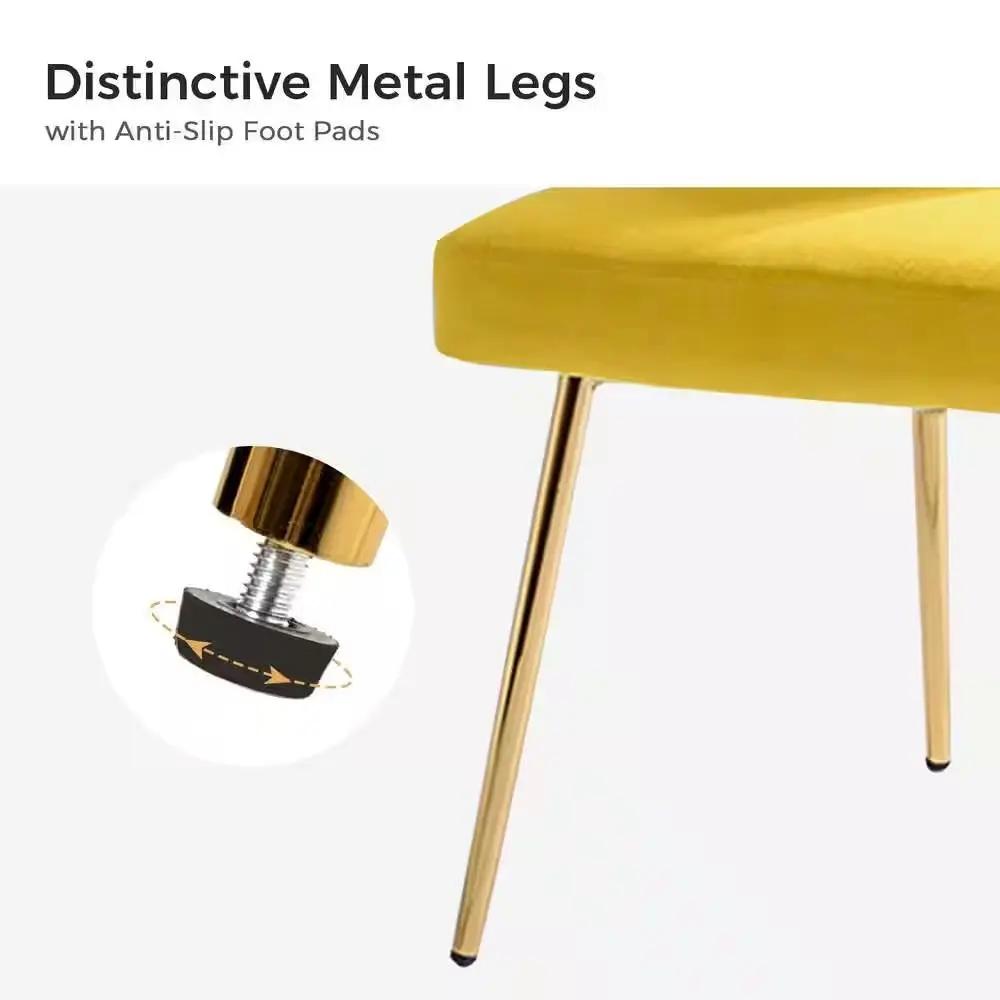Mustard Yellow Velvet Upholstered Wingback Accent Side Chair w/ Gold Metal Legs by HomePacific