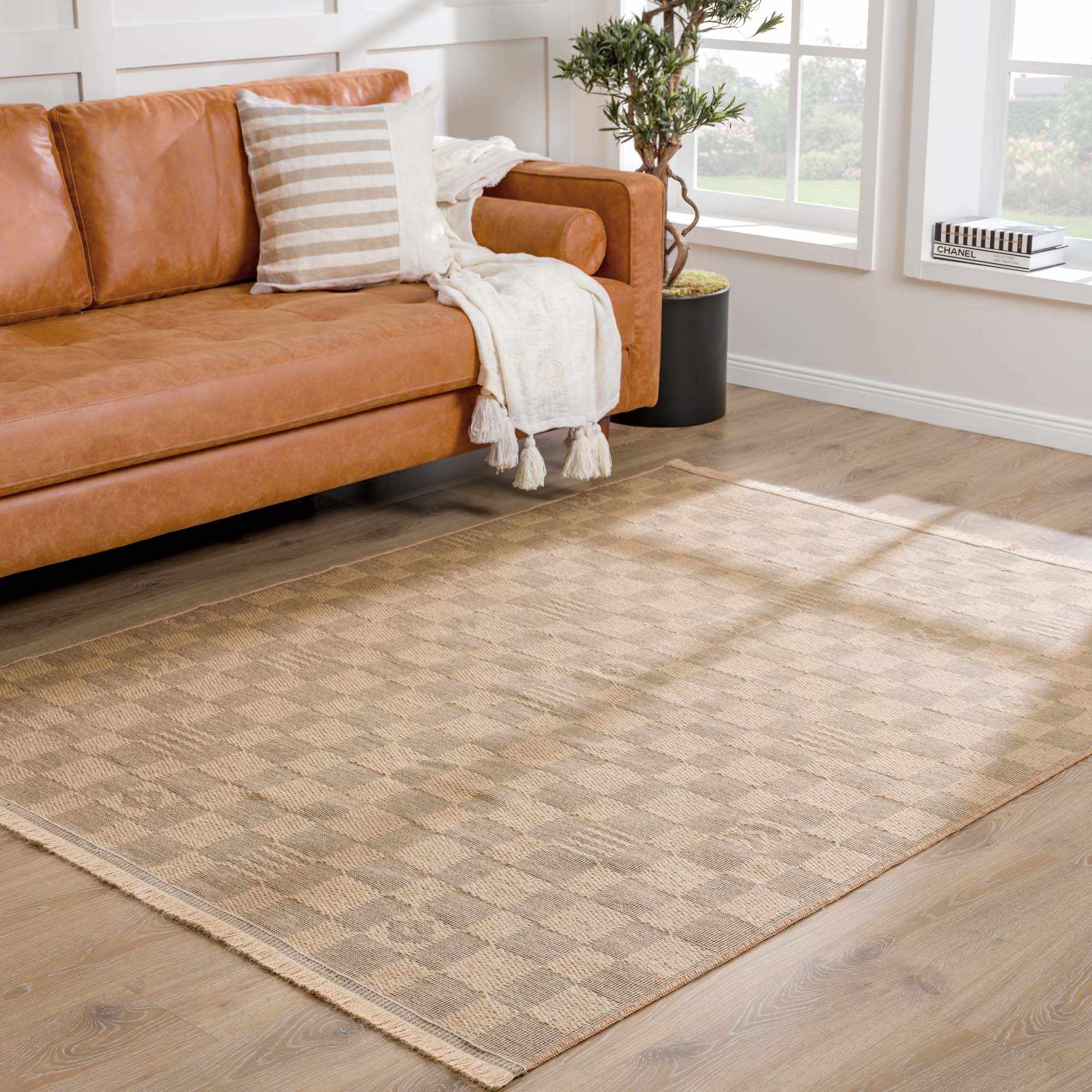 Nairi Checkered Washable Jute Rug by Hauteloom