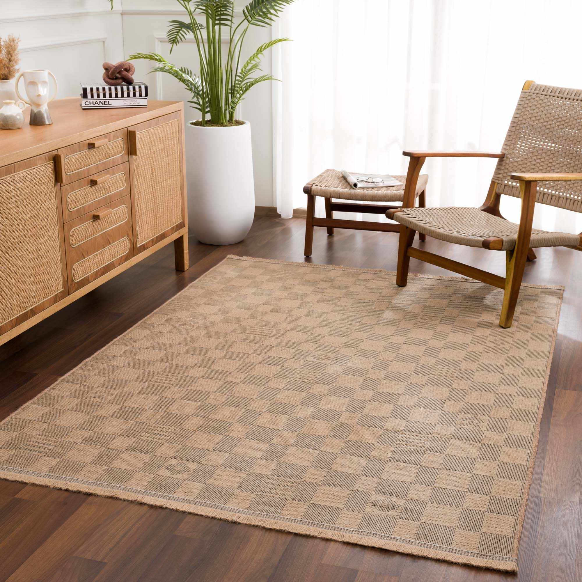 Nairi Checkered Washable Jute Rug by Hauteloom
