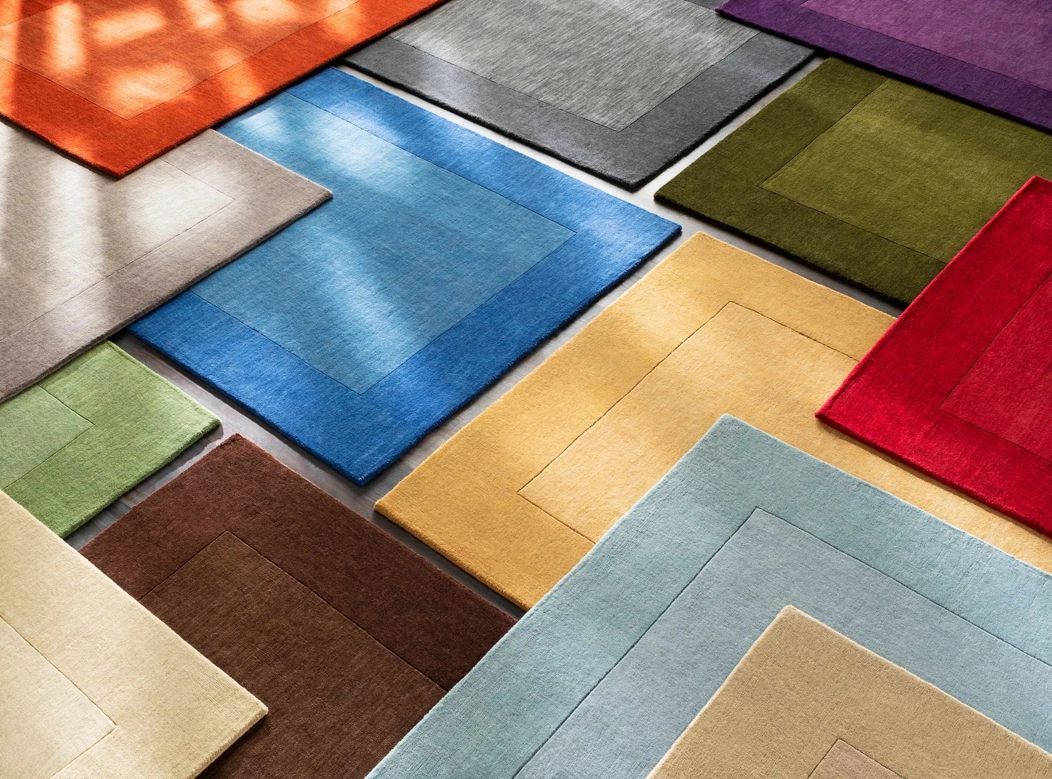 Macedon Blue Bordered Wool Rug by Boutique Rugs