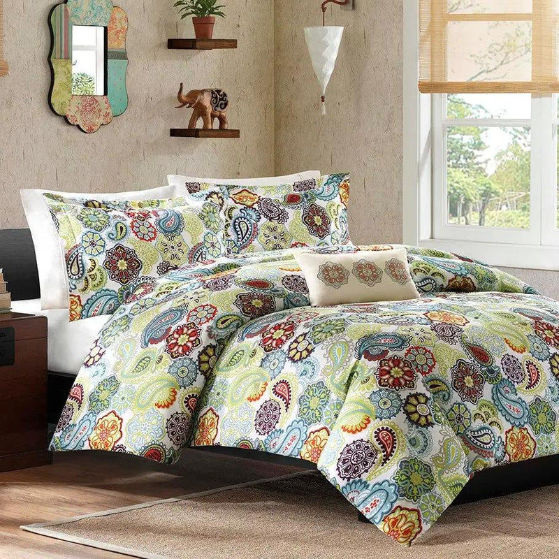 King size Multi Color Paisley 4 Piece Bed Bag Comforter Set by HomePacific