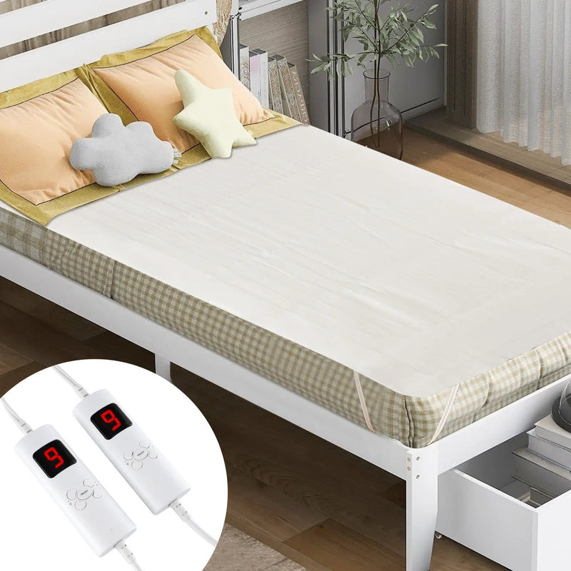Electric Heated Mattress Pad with Dual Controllers & Auto-Off by DirectDeals