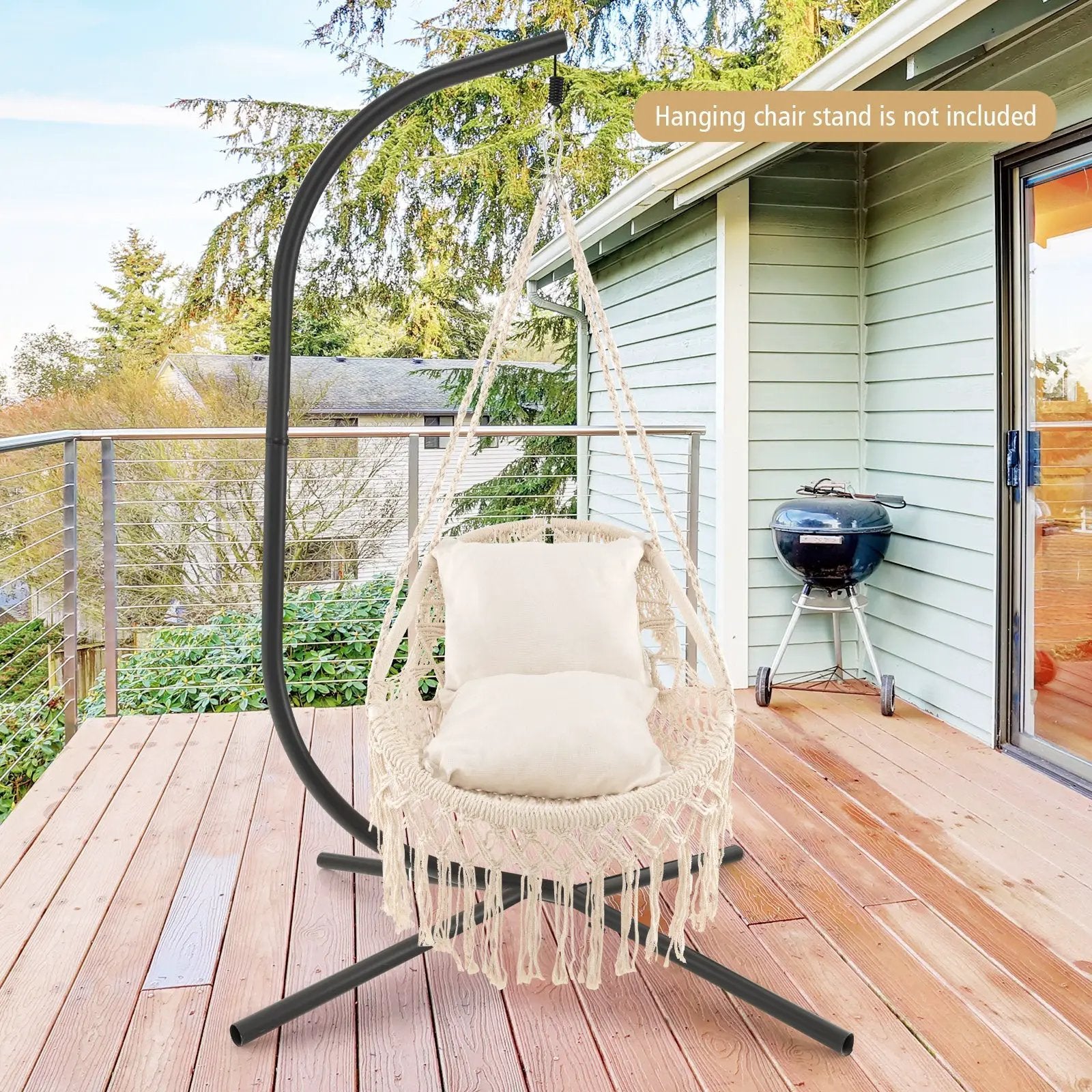 Hanging Hammock Chair with Soft Seat Cushions and Sturdy Rope Chain by DirectDeals