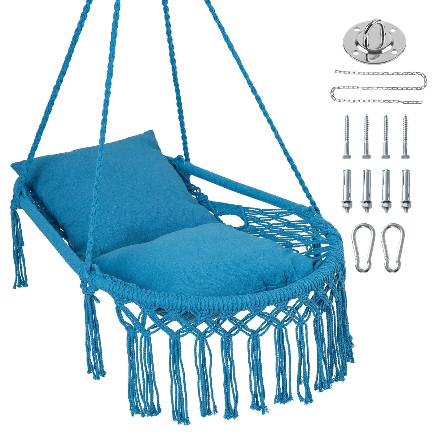 Macrame Swing Chair Hammock Chair with 2 Removable Cushions by DirectDeals