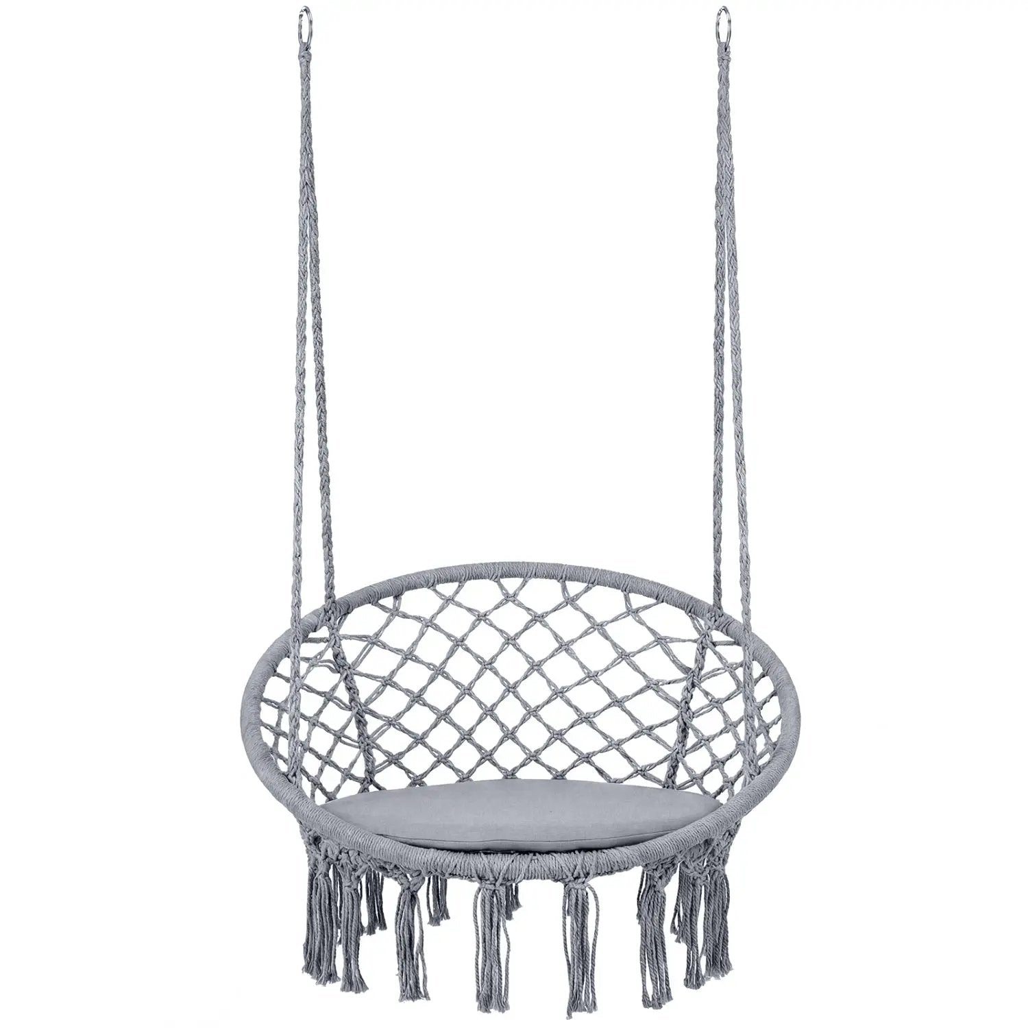 Macrame Swing Chair Hammock Chair with Round Seat Cushion by DirectDeals
