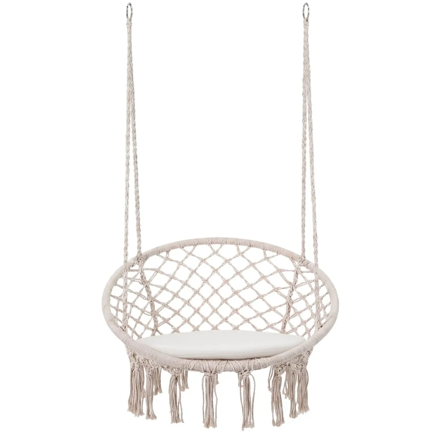 Macrame Swing Chair Hammock Chair with Round Seat Cushion by DirectDeals