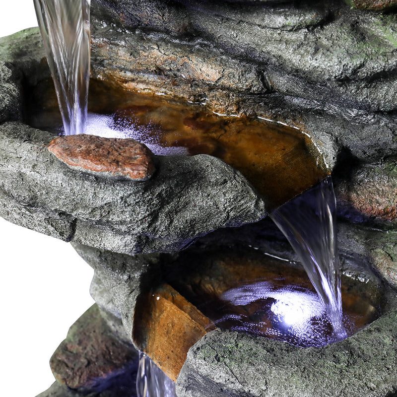 Resin Stacked Rock Outdoor Fountain 32 Inch Lit Water, detail
