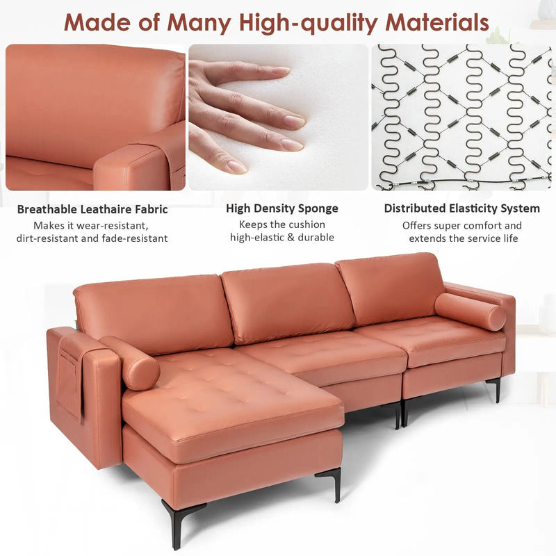 3-Seat L-Shaped Sectional Sofa with USB Ports & Storage by DirectDeals
