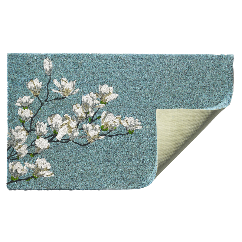 Magnolia Branch - Blue Coir Doormat by Fab Habitat