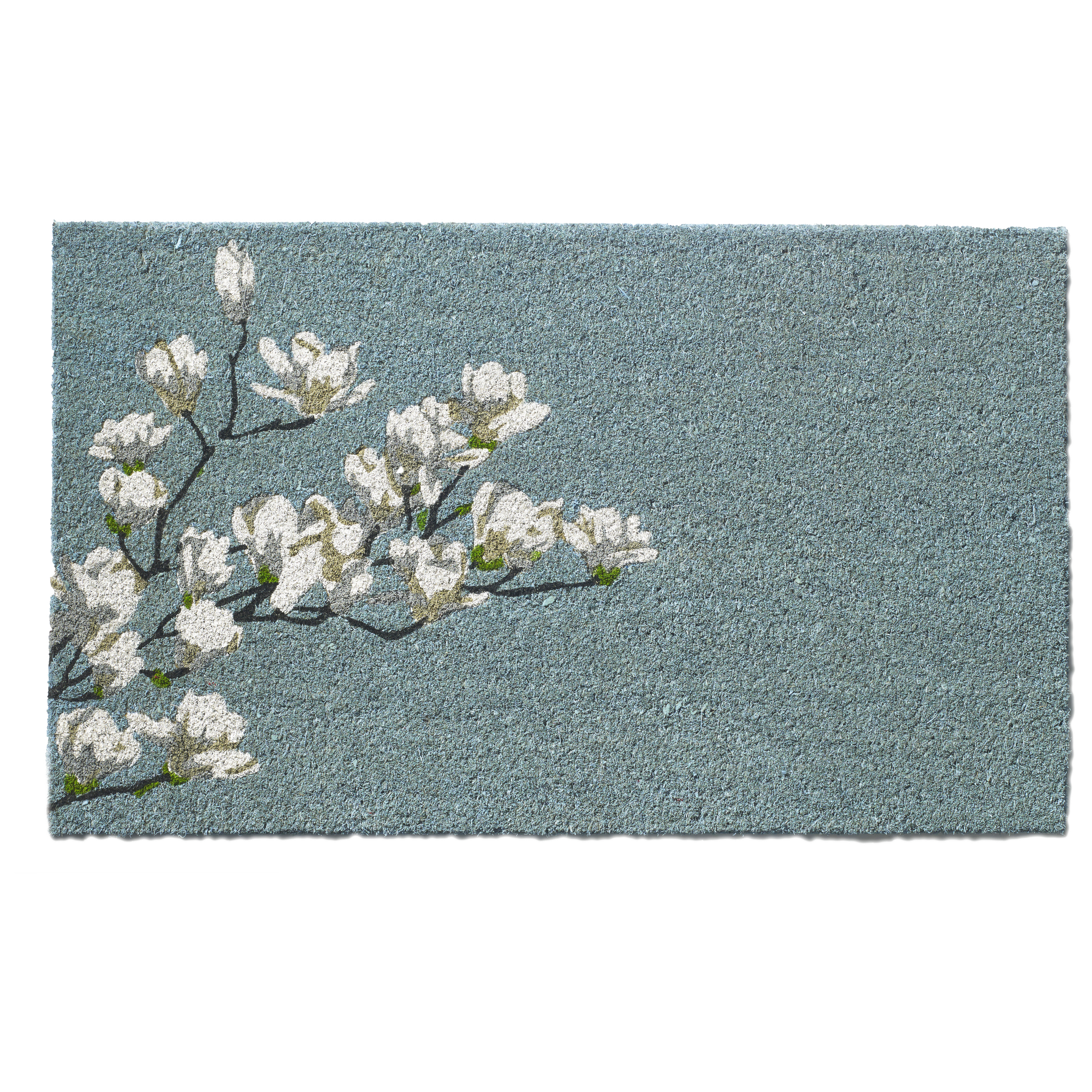 Magnolia Branch - Blue Coir Doormat by Fab Habitat