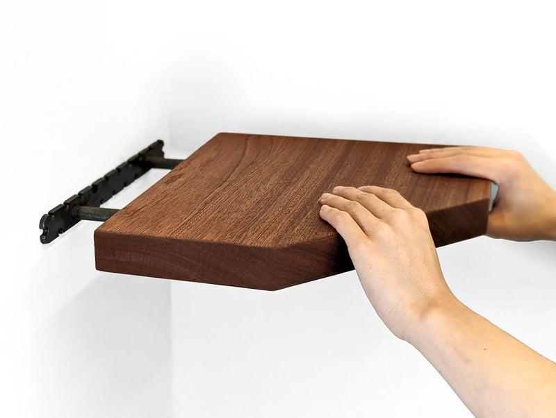 Floating Corner Shelf with Straight Edge in Oak by NookWoodworking