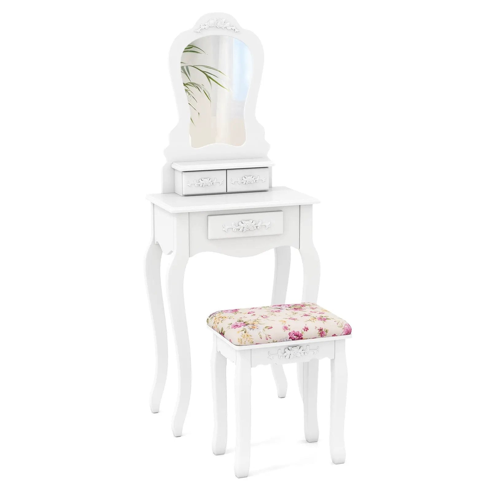 Makeup Dressing Table and Bench 3 Drawers and Cushioned Stool for Girls by DirectDeals