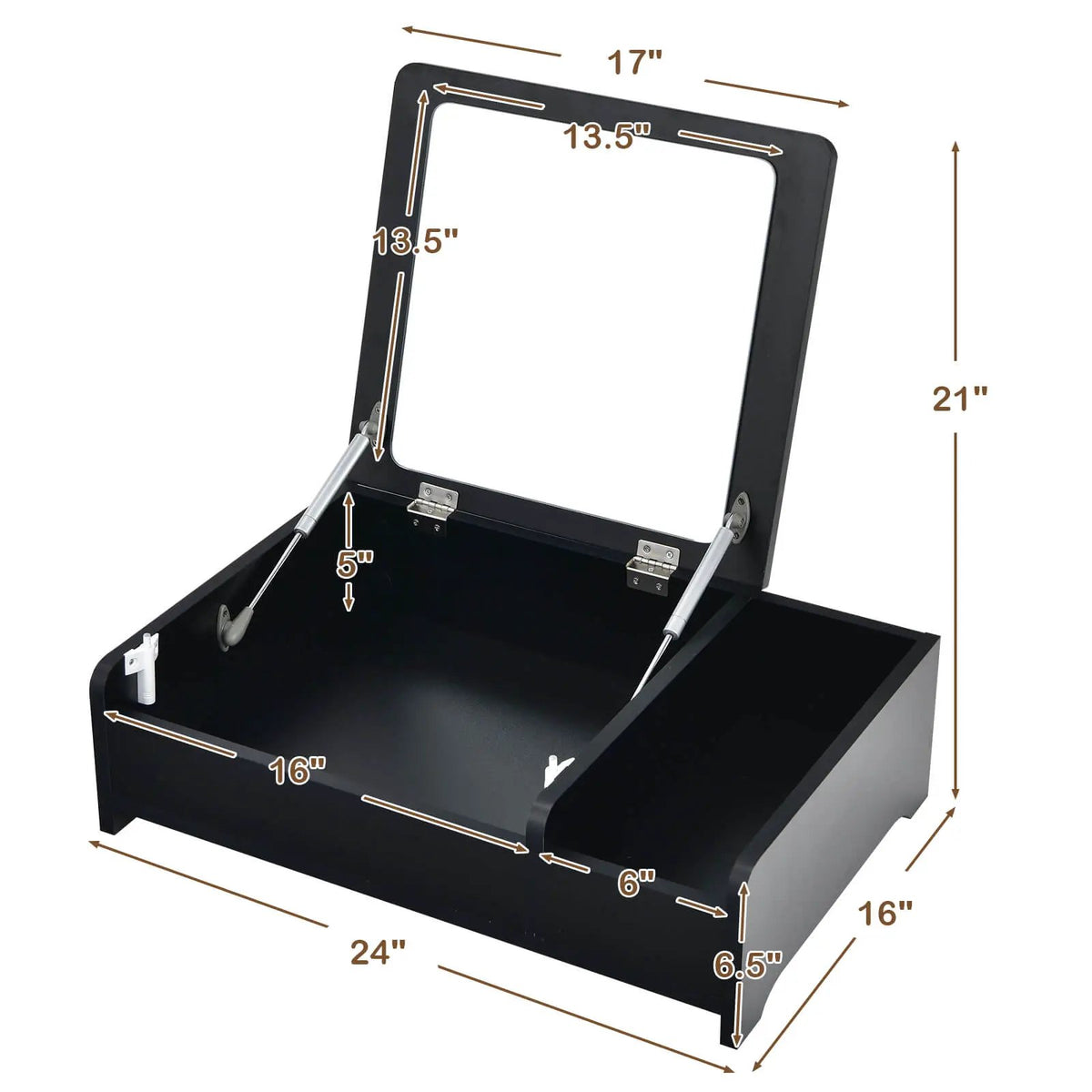 Compact Bay Window Makeup Dressing Table with Flip-Top Mirror, photo 9 of 16