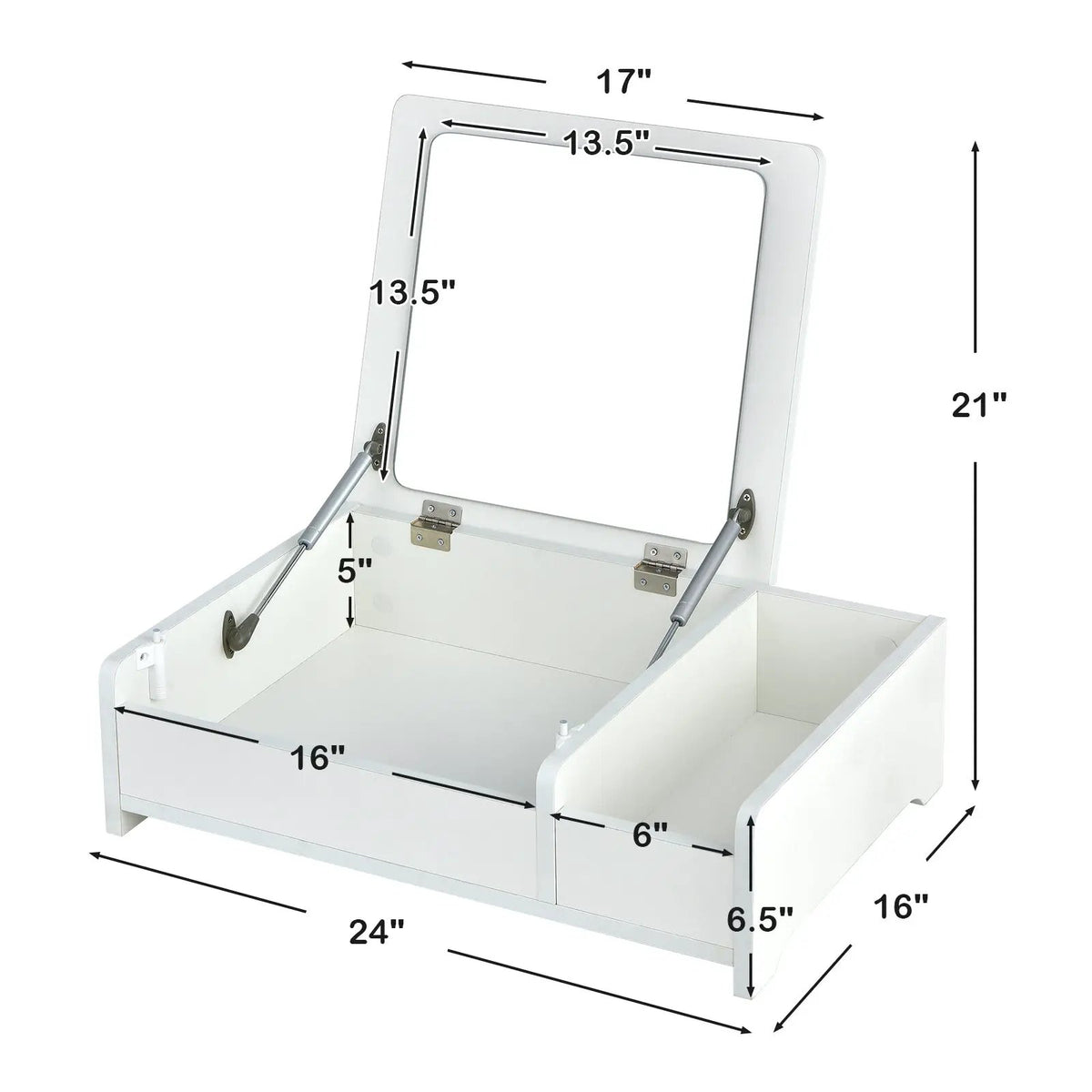 Compact Bay Window Makeup Dressing Table with Flip-Top Mirror, photo 8 of 16