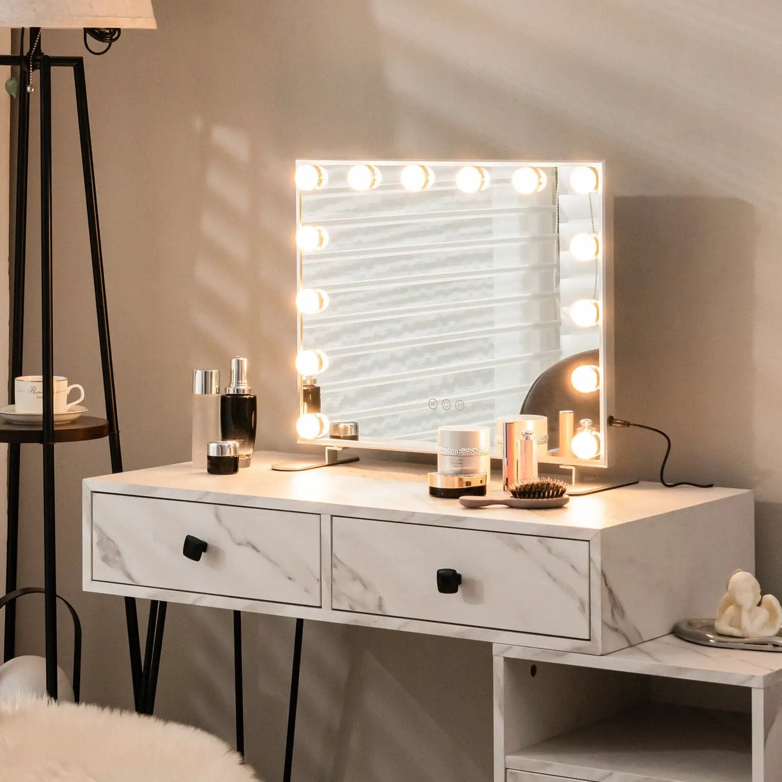 2-in-1 Vanity Mirror with 14 Dimmable LED Bulbs by DirectDeals