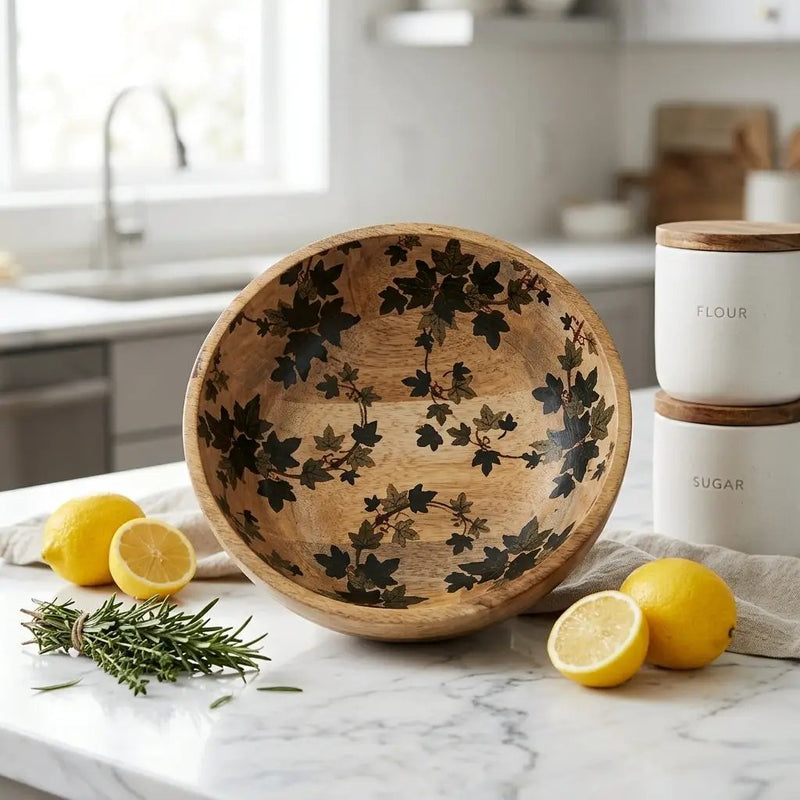 House of Avana Transparent Leaf Shape Mango Wood Bowl by House Of Avana