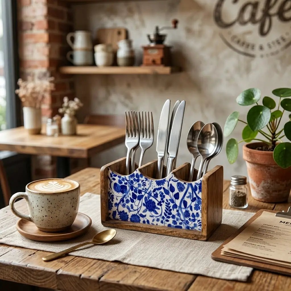 House of Avana Mango Wood Cutlery Stand by House Of Avana