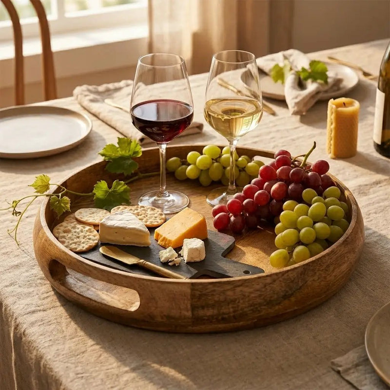 House of Avana Round Mango Wood Serving Tray Natural by House Of Avana