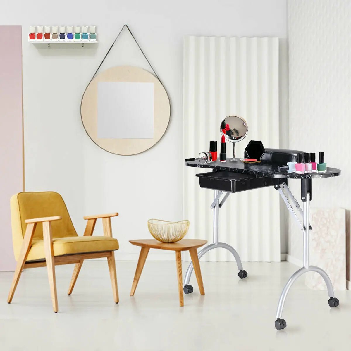 Foldable Manicure Table with Drawer and Wrist Cushion by DirectDeals