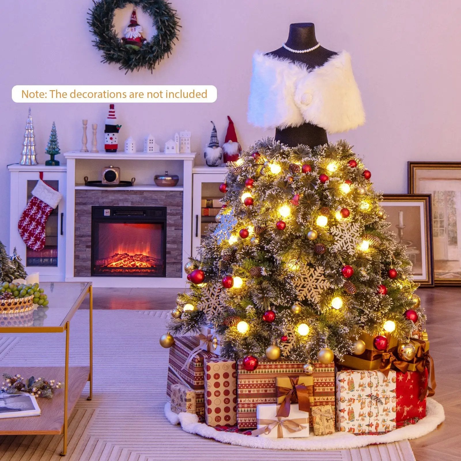 5 FT Pre-lit Mannequin Artificial Christmas Tree Hinged Dress Form Xmas Tree with 465 Branch Tips by DirectDeals
