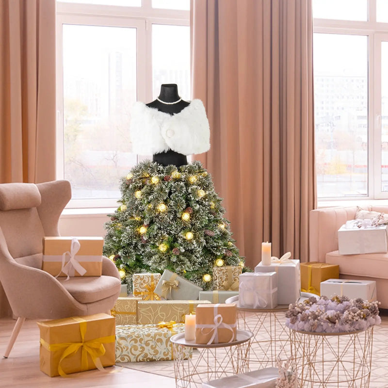 5 FT Pre-lit Mannequin Artificial Christmas Tree Hinged Dress Form Xmas Tree with 465 Branch Tips by DirectDeals