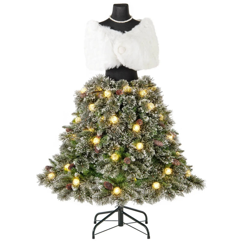 5 FT Pre-lit Mannequin Artificial Christmas Tree Hinged Dress Form Xmas Tree with 465 Branch Tips by DirectDeals