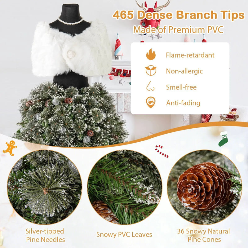 5 FT Pre-lit Mannequin Artificial Christmas Tree Hinged Dress Form Xmas Tree with 465 Branch Tips by DirectDeals
