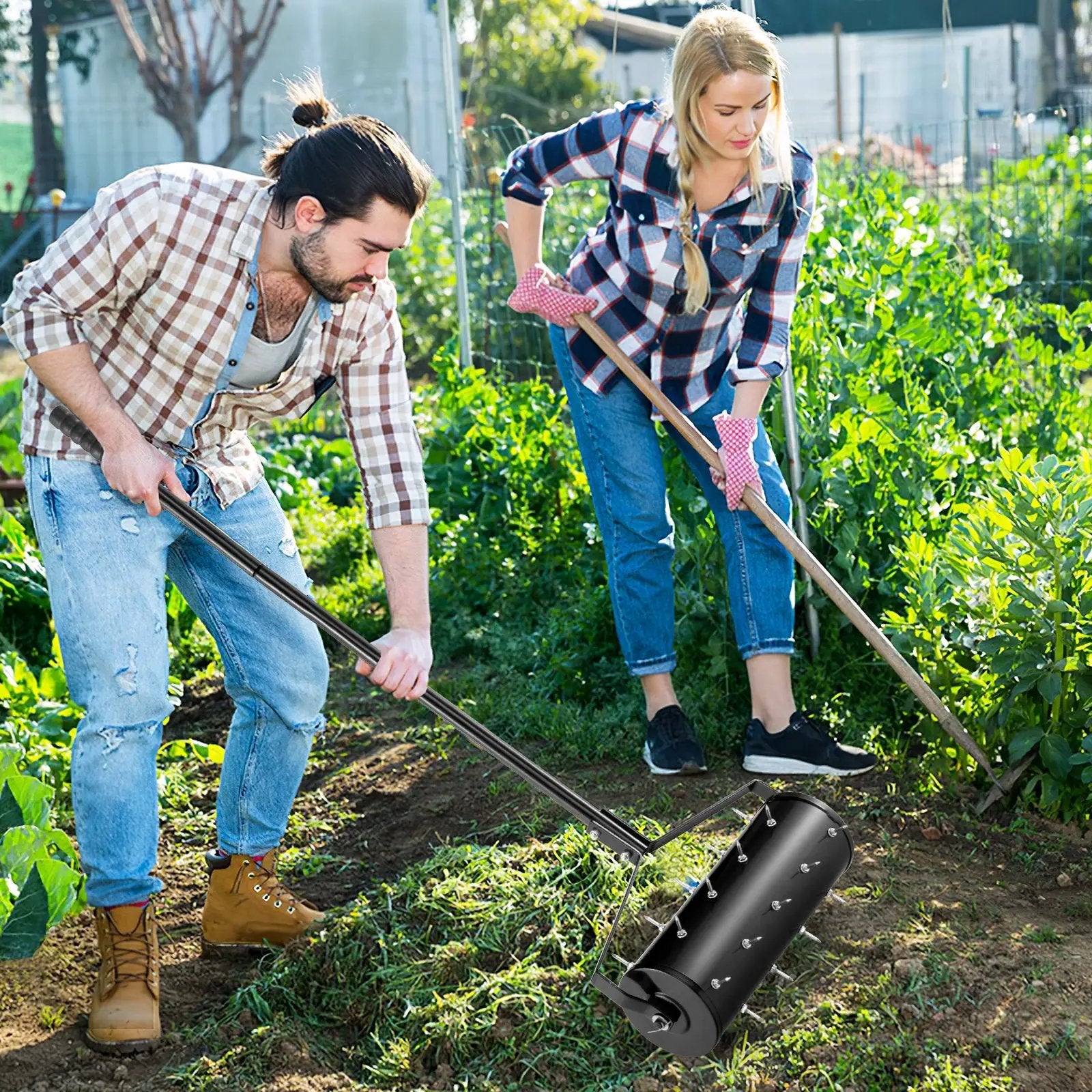 18/21 Inch Manual Lawn Aerator with Detachable Handle by DirectDeals